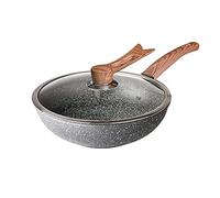 SDGBCXD wok, Wok antiadhésif grand format avec couvercle, poêle de 32 cm