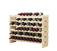 SDHYL Étagère à vin empilable sur Pied - Porte-vin Solide en Bois Naturel - Étagère d'affichage à vin,6 étages pour 60 Bouteilles (WS002)