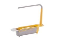 SDIUAKBV Porte Eponge Evier Support de Rangement for évier télescopique | Support réglable multifonctionnel for organisateur d'éponge de cuisine avec panier égouttoir(Yellow,2PCS)