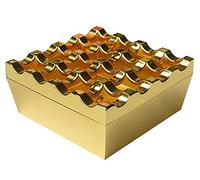 SDKIR-Creative Metal 16 cendrier avec Couvercle carré Trou Grand Vintage cendrier dépoli,Golden