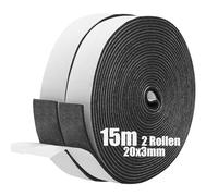 SDLDEER Lot de 2 rouleaux de ruban d'étanchéité autocollant en caoutchouc mousse pour fenêtre et porte - Anti-collision - Isolation acoustique - 20 mm (l) x 3 mm (D) x 15 m (L)
