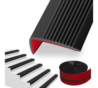 SDLDEER Profilé de nez de marche 50 mm x 6 m Profilé de nez de marche auto-adhésif Antidérapant Flexible en PVC et caoutchouc pour marches d’escalier pour intérieur et extérieur (Noir)