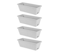Sdlnklm Ensemble de 4 Jardinières de Fenêtre avec Plateaux, Pots de Fleurs pour L'intérieur et L'extérieur, Gris Clair