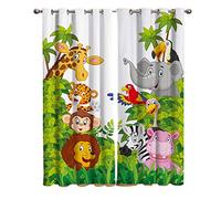 SDSONIU Animaux de la jungle dessin animé girafe lion enfants rideaux salon chambre décoration de la maison adapté aux adultes et aux enfants rideaux Blackout 3D Rideaux Économie D'Énergie Réduction B