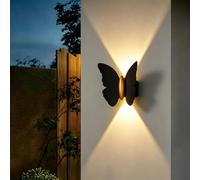 SDUYTDG Applique murale extérieure en forme de papillon, éclairage LED vers le haut et vers le bas, corps en aluminium étanche.