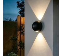 SDUYTDG Applique murale extérieure moderne noire pour porche, étanche IP65, à LED, éclairage direct et indirect, blanc chaud 3000K, en aluminium.