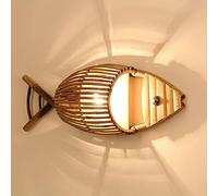 SDUYTDG Applique Murale Poisson en Bambou Tissé Vintage, Décoration Murale De Salon en Rotin Fait Main, Applique Murale en Osier pour Bar Salon De Thé Salle À Manger