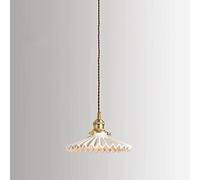 SDUYTDG Lampe à Suspension créative en céramique avec Abat-Jour plissé, luminaire Suspendu en Laiton à Longueur réglable Lampe de Chevet en céramique Lampes d'îlot de Cuisine