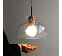 SDUYTDG Luminaires Suspendus minimalistes en Verre Transparent pour l'éclairage du Salon Lampe de Lustre de Plafond en Finition Bois à Hauteur réglable pour éclairage d'évier, Hauteur réglable