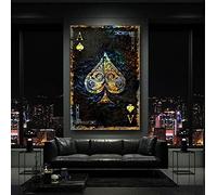 SDVIB As de pique carte Poker affiche Jack reine et roi cartes à jouer Art toile peinture impression photo salon décor 23.6 "x 31.4" (60x80cm) pas de cadre