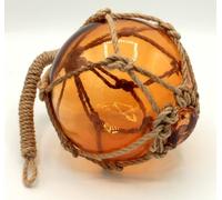 Sea-Club Boule de pêche décorative maritime en verre et corde - Diamètre : 13 cm - Ambre