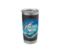 Sea Lives Matter | Grand requin blanc et requin-marteau Gobelet isotherme en acier inoxydable double paroi