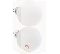 Sea Team - Lot de 2 boules de Noël en velours floqué grand format, décoratives, boules suspendues, décorations en plastique incassables pour sapin de Noël, guirlande, 120 mm/4,72 pouces, blanc