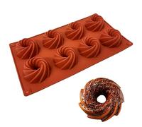 SEABABOO Mini Moule en Silicone Patisserie, Ø 5,8 cm x 2,7 cm, 8 Cavités Moule à Kouglof en Silicone, Mini Moules à Kouglof pour Gâteau Chocolat Muffin Brownie, Marron, 1 Pièce (1)