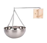 SEAFRONT Bol d'aromathérapie pour Sauna, Support d'huile Essentielle en Acier Inoxydable de 20 Cm avec Bras Pivotant, Support en Bois pour Sauna Traditionnel et Infrarouge, émission de Pierre