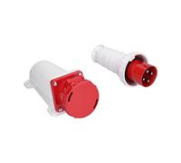 SEAFRONT Ensemble Fiche et Prise Industrielle étanche IP67 4 Broches 63A | Coque en ABS, Laiton, Caoutchouc, Usage Extérieur, compatibilité Connecteur Industriel, 380-415V triphasé, 3P+E Mise à la