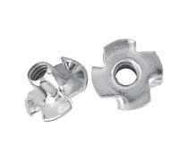 SEAFRONT Insert en Bois pour écrou en T, Douille Filetée à Quatre Dents en Acier au Carbone plaqué Zinc, M3 M4 M5 M6 M8, Ajustement Non Tournant pour les Meubles de Travail du Bois, les Armoires,