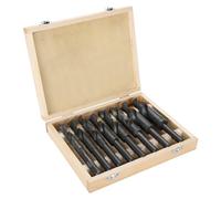 SEAFRONT Jeu de Forets, Forets Hélicoïdaux à Queue Réduite 14-25mm | Assortiment de 8 Pièces, Acier à Roulement, Finition Noire Oxydée, Coffret en Bois, Tôle de Fer, Bois, Cuivre, Alliage