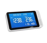 SEAFRONT Mesureur de qualité de L'air 6 en 1 CO2 PM2.5 Affichage en Temps | Boîtier en ABS, Usage au Bureau à Domicile, Usage Hôtelier, Batterie Rechargeable, Câble USB Type C, Écran LED, Moniteur