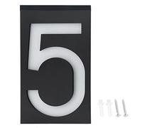 SEAFRONT Numéros de Maison Solaires, Plaque de Numéro Lumineuse, 6 LED, | Plaque de Numéro pour Maison, Solaire, Boîtier ABS PC, Montage Mural Extérieur