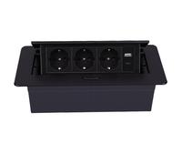 SEAFRONT Prise électrique Escamotable 3 Prises 20W USB A et C, Bloc | Panneau ABS brossé Anti-rayures, Mécanisme D'amortissement à Rebond Lent, Voyant LED, Indice IP40 pour Bureau et Usage