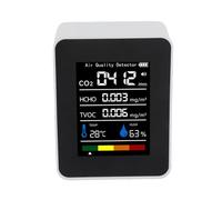 SEAFRONT Testeur de qualité de l'air, Moniteur de qualité de l'air Intérieur 5 en 1 avec Boîtier ABS, Détection de Température et d'humidité CO2 TVOC HCHO, Affichage en Temps Réel pour les