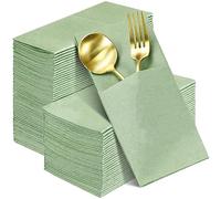 Seajan Lot de 120 serviettes de cocktail jetables en papier doux et lin doux pour dîner, mariage, fête d'anniversaire, mariage, réception, événement - Vert sauge