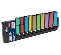 SEALEY ak288d Multicolore Lot de 10 douilles 1/5,1 cm SQ 6pt Disque WallDrive profonde métrique