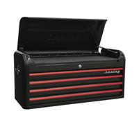 Sealey Ap41104Br Topchest 4 Drawer Wide Retro Style Black/Red Drawer Pulls