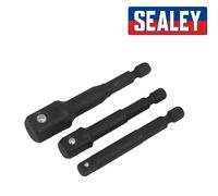 Sealey Clé à Impact Adaptateur Prise Set 14 Hex À 1/4 3/8 & 1/2 Sq Drive - 3pc