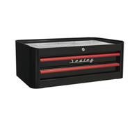 Sealey Mid-Box 2 Tiroir Style Rétro - Noir avec Rouge Anodisé Poignée AP281