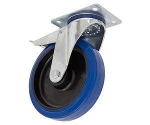 Sealey Résistant Bleu Élastique Caoutchouc Pivotant Castor Roue Avec Total Lock