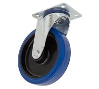 Sealey Résistant Bleu Élastique Caoutchouc Roulette Pivotante Roue 100mm -