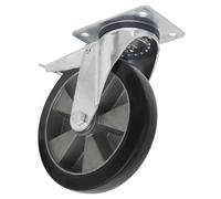 Sealey Résistant Caoutchouc Roulette Roue Pivotant Avec Total Serrure 200mm -