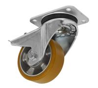 Sealey Roulette Roue Pivotant Plaque Avec Total Serrure 125mm SCW5125SPL
