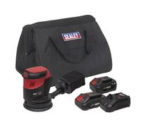 Sealey sans Fil Orbital Ponceuse à Main Kit 125mm 20V SV20 Séries - 2 Piles