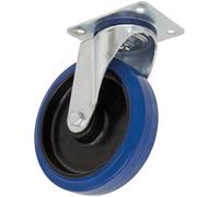 Sealey Résistant Bleu Élastique Caoutchouc Roulette Pivotante Roue 200mm -