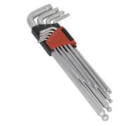 Sealey Tête Ronde Jeu de Clés Hex 9pc Extra-Long Lock-On&trade Métrique AK7180