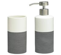 Sealskin Ensemble combiné Doppio: Distributeur de savon et gobelet, en porcelaine, Gris