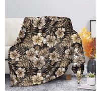 SEANATIVE Couverture en velours pour femme et fille - Style hawaïen - Motif floral d'hibiscus marron - Ultra douce et pelucheuse - Lavable - XL