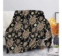 SEANATIVE Couverture légère super douce en flanelle, microfibre, couverture chaude et confortable pour le salon, la chambre, le bureau - Style hawaïen, motif mandala, tortue de mer - Taille L