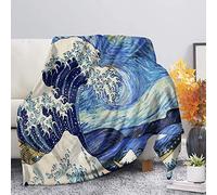 SEANATIVE Van Gogh - Couverture artistique en flanelle - Motif Nuit étoilée et Japonaise - Ultra douce et confortable - Pour toutes les saisons - Pour femmes et filles - 3XL