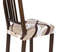 SearchI Lot de 4 Housses de siège Extensibles, Douces, Amovibles et lavables, pour chaises de Salle à Manger, Protection arrière (Beige)
