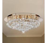 Searchlight Plafonnier en cristal Hanna, dimmable, transparent, Salon / Salle à manger, Métal, Plafonnier