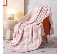 SeaRoomy Couverture à Carreaux Douce et pelucheuse réversible en Peluche - Chaude et Confortable - Couverture à Carreaux Moelleuse pour décoration de lit pour Filles (Rose Clair, 152,4 x 200,7 cm)