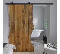 SEART Porte coulissante en chêne massif Board Premium Live Edge 100-130x210cm (brun huilé)