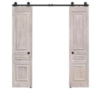 SEART Toscana Double porte coulissante en pin massif avec ferrures de porte coulissante (blanc)