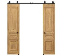SEART Toscana Double porte coulissante en pin massif avec ferrures de porte coulissante (marron)