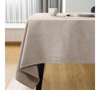 SEASHORE TREE Nappe carée rectangulaire Anti-tâches et imperméable, Lavable en Machine en Tissu Aspect Lin pour Tables de Maison, de Restaurant, de café et d'hôtel-145 * 215cm, Beige
