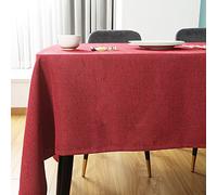 SEASHORE TREE Nappe rectangulaire Anti-tâches et imperméable, en Tissu avec Aspect Lin Lavable en Machine pour Tables de Maison,de Restaurant，de café et d'hôtel-120 * 160cm, Rouge